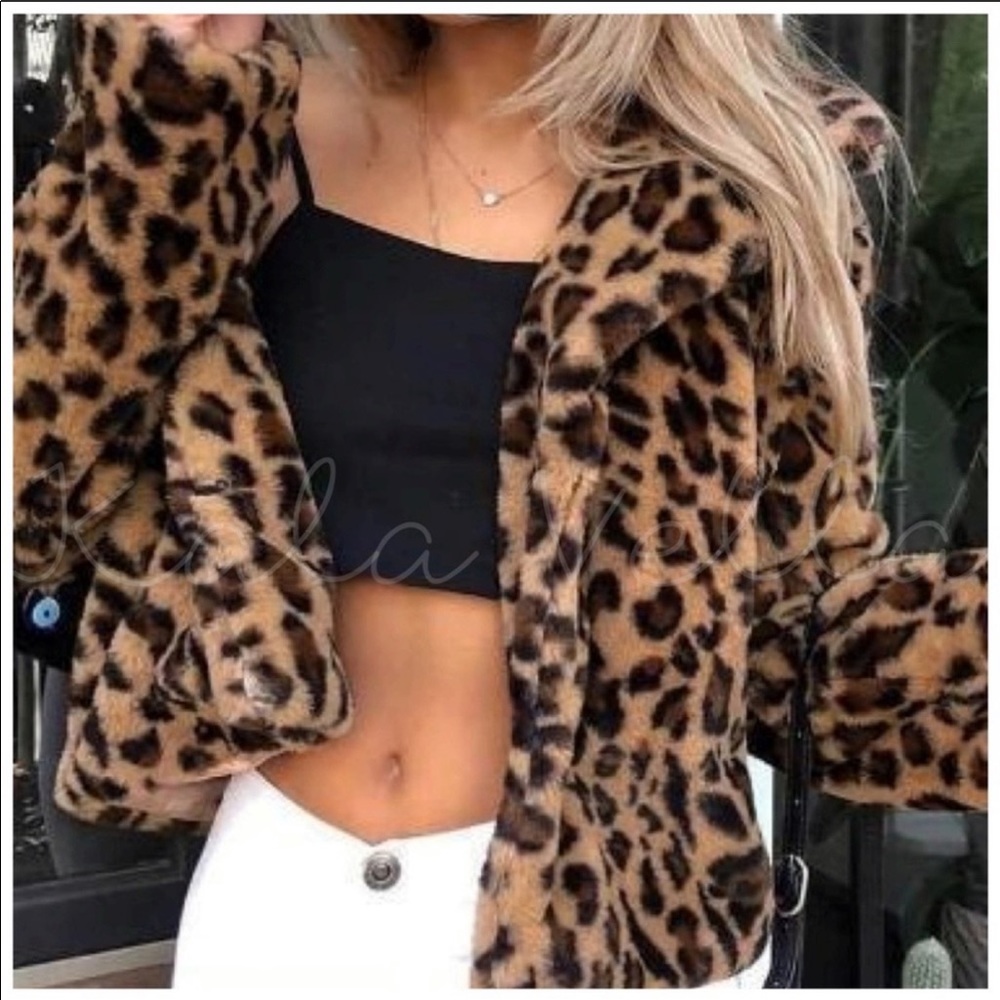 Best seller! NWT. Faux fur leopard coat - Picture 5 of 9